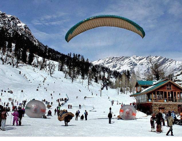 Snow-covered mountains in Manali
